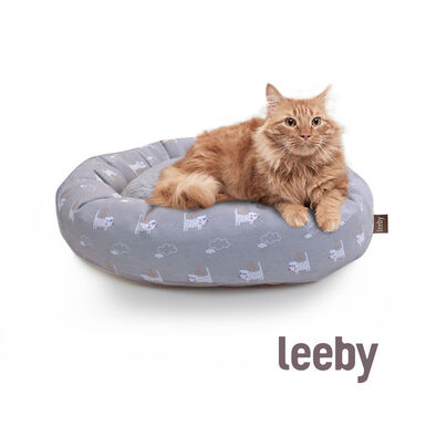 Leeby Cama Donut Antideslizante Gris para gatos